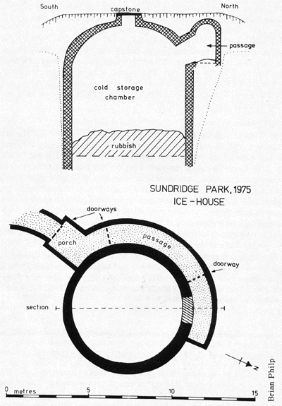 A plan of an 18th century Ice House found in Sundrige Park, Kent, England