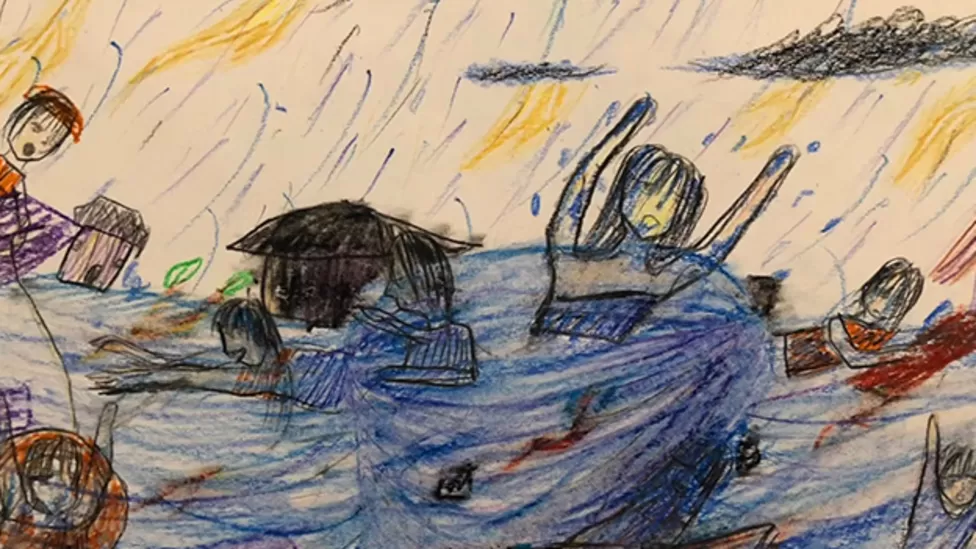 Mekong delta, children's drawings, rising water